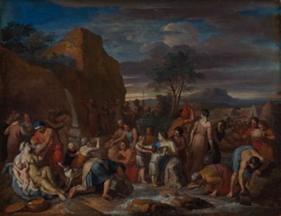Gerard Hoet (1648) - Moses schlägt Wasser aus dem Felsen