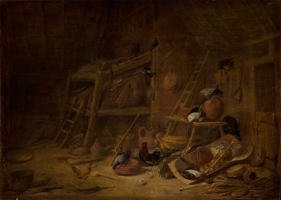 Frans Rijckhals - Inneres eines Bauernhaus mit Stillleben