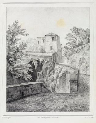 Ludwig Joseph Kuntz - Felsenschlucht mit Treppenaufgang in Sorrent