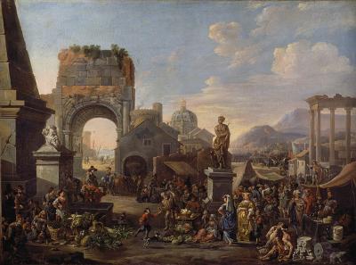 Anton Goubau (1616) - Markt zwischen antiken Ruinen