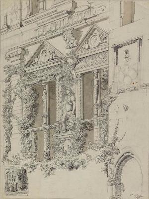 Karl Weysser - Partie am Ottheinrichsbau des Heidelberger Schlosses