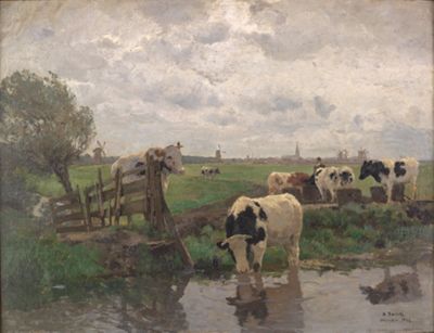 Hermann Baisch - Rinder an der Tränke bei Overschie