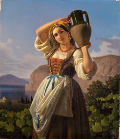 Theodor Leopold Weller - Italienisches Mädchen mit Wasserkrug