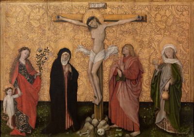 Murer, Malerfamilie - Christus am Kreuz zwischen Maria und Johannes mit den Heiligen Dorothea und Verena
