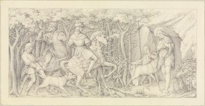 Othemar Balbach - Die Auffindung von Genoveva und Schmerzenreich im Walde