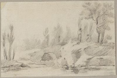 Jean Pillement - Landschaft mit Flußufer