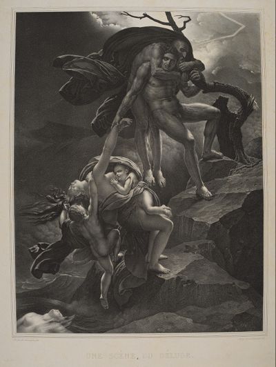 Hyacinthe-Louis-Victor-Jean-Baptiste Aubry-Lecomte - Une scène du Déluge.