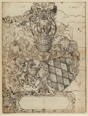 Straßburger Meister - Riss mit Wappen Pfalz-Bayern