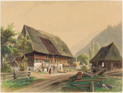 Georg Maria Eckert - Schwarzwaldhaus und Sägemühle in Prechtal