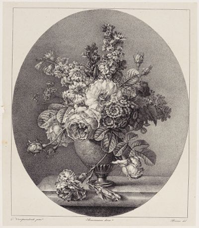 Auguste Piquet de Brienne - Blumenstillleben mit Rosen in einer Vase