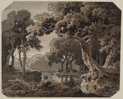 Theodor Kotsch - Waldlandschaft mit Fluss