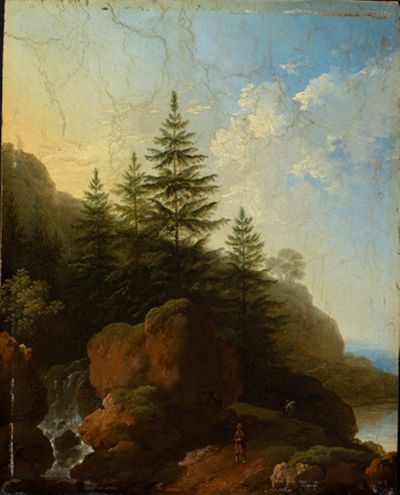 Christian Wilhelm Ernst Dietrich - Felsige Gebirgslandschaft mit Wasserfall