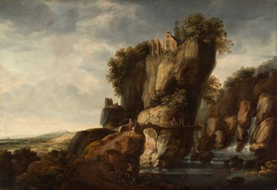 Monogrammist I.B. - Felslandschaft mit Flucht der Heiligen Familie nach Ägypten