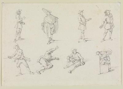 Georg Philipp Rugendas (1666) - Acht Männer in verschiedenen Stellungen (Bewegungsstudien)