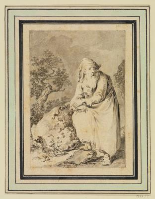 Tiberius Dominikus Wocher - Bärtiger alter Orientale in Landschaft
