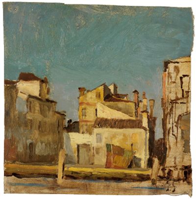 Gustav Schönleber - Venezianische Häuser an einem Kanal