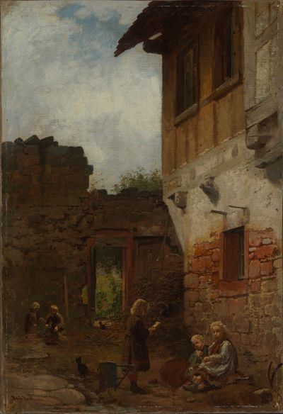 Karl Weysser - Blick in den Hof eines Bauernhauses