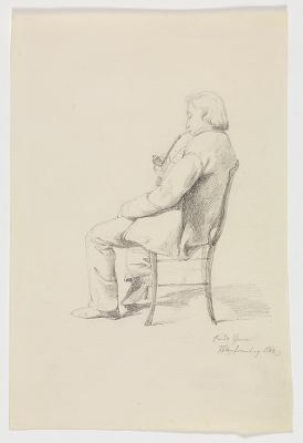 Philipp Röth - Hans Thoma, auf einem Stuhl sitzend nach links gewendet