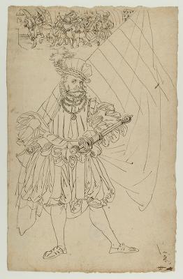 Bartholomäus Lingg (zugeschrieben) - Bannerträger, darüber militärischer Zug