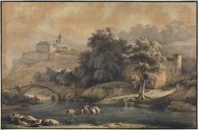 Jean Jacques de Boissieu - Flußlandschaft mit Bergkloster