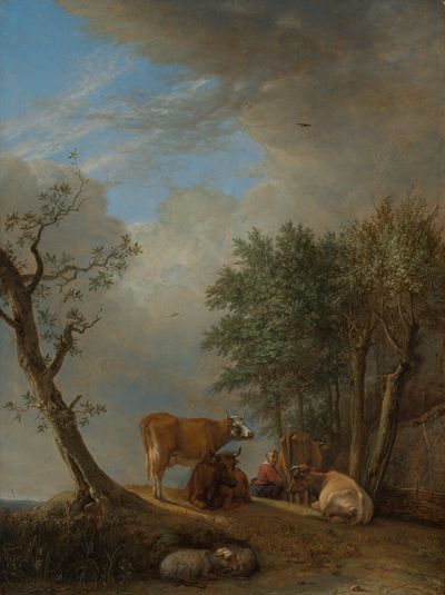 Paulus Potter - Landschaft mit Vieh und melkender Magd