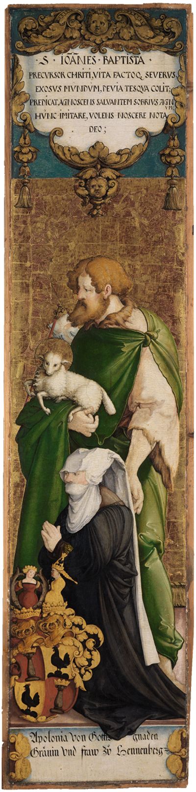 Meister von Meßkirch - Der hl. Johannes der Täufer mit der Stifterin Apollonia von Henneberg