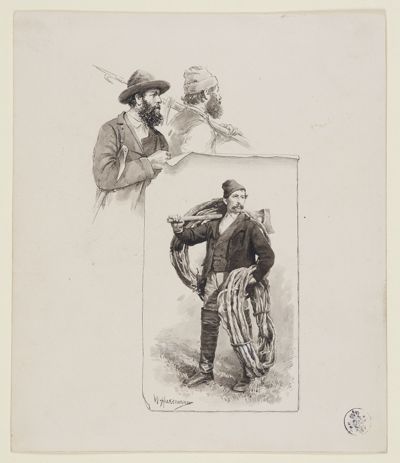 Wilhelm Gustav Friedrich Hasemann - Drei Flößer von der Murg (32 Illustrationsentwürfe, Blatt 10)