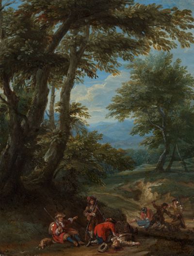 Adam Frans van der Meulen - Landschaft mit Überfall