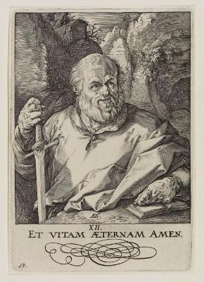 Hendrick Goltzius - Christus, die 12 Apostel mit Paulus; Blatt 13 (arabisch) (Matthaeus)