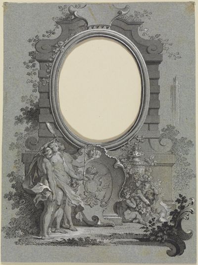 Johannes Esaias Nilson - Kartusche mit den drei Grazien