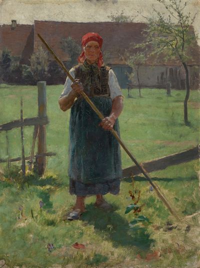 Ernst Schurth - Stehende Bäuerin im Freien