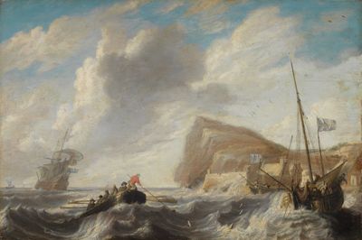 Bonaventura Peeters (1648) - Bewegte See mit Schiffen vor Kap Gibraltar