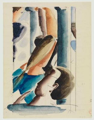 Oskar Schlemmer - Fünf Figuren zwischen Säulen