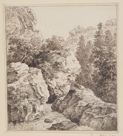 Johann Joseph Hartmann - Felsige Gebirgslandschaft mit Bach