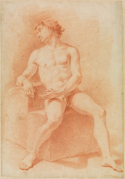 Johann Martin Preißler - Männlicher Akt, sitzend