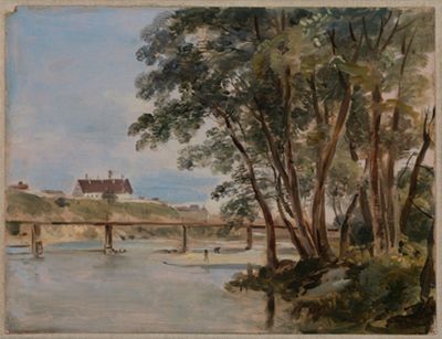 Johann Georg Dillis - Blick von der Praterinsel über die Isar zum Siechenhaus auf dem Gasteig