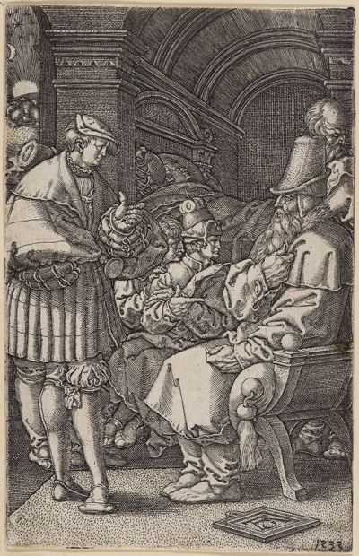 Heinrich Aldegrever - Joseph erzählt Jacob seine Träume (Geschichte Josephs)