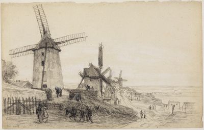 Eugène Boudin - Windmühlen auf der Butte Montmatre