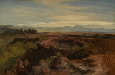 Christian Morgenstern - Oberbayerische Landschaft mit Blick auf eine Bergkette