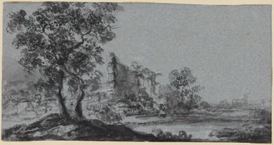 Jean Pillement - Baumlandschaft mit Ruine