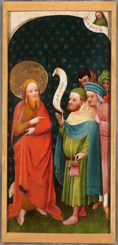 Oberrheinischer Meister - Befragung des Täufers durch Priester und Leviten