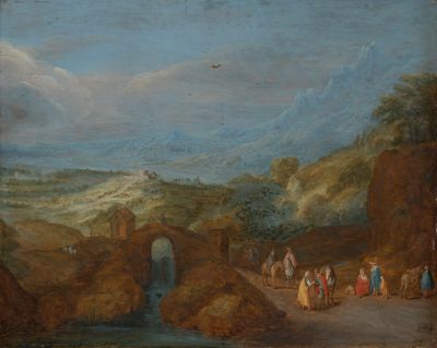 Jan Brueghel d. Ä. (Nachfolger) - Wanderer in bergiger Landschaft