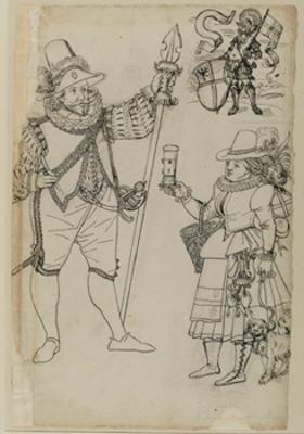 Bartholomäus Lingg (Werkstatt) - Mann mit Spieß, Marktfrau mit Hund, Hl. Georg (?)