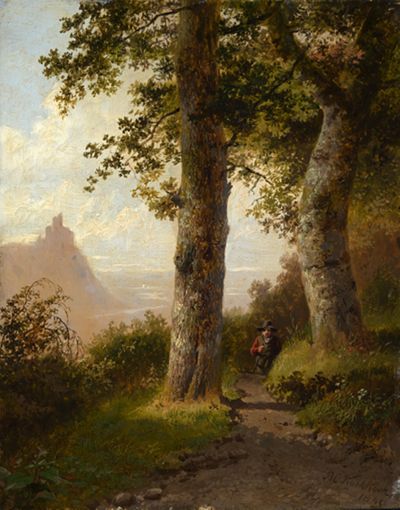 Barend Cornelis Koekkoek - Bergwald am Morgen