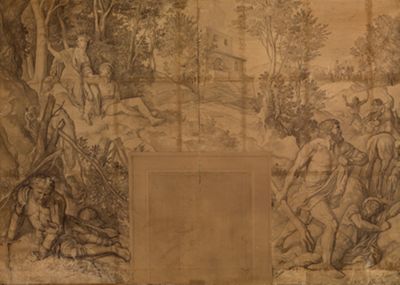 Julius Schnorr von Carolsfeld - Angelika schneidet ihren und Medoros Namen in einen Lorbeerbaum - Rolands Schwermut und Raserei