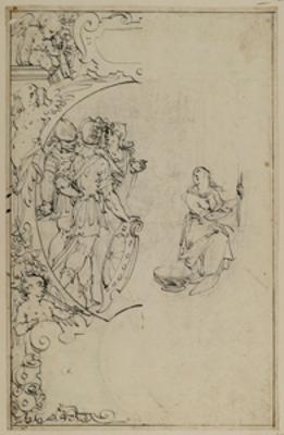 Gotthard Ringgli - Riss mit Penelope und den Freiern