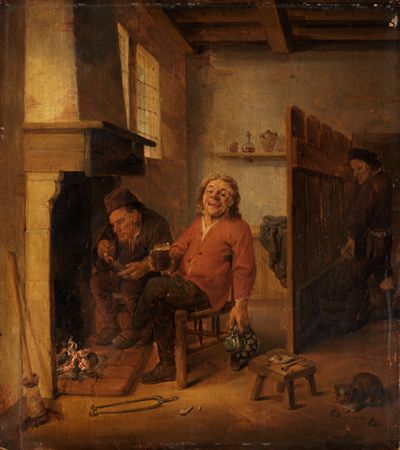 Abraham Diepraem - Zwei zechende Bauern am Kamin