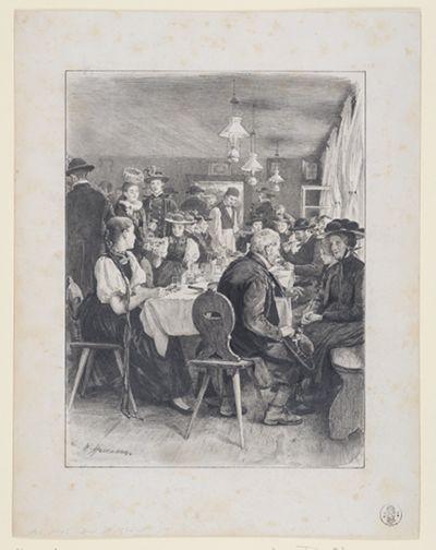 Wilhelm Gustav Friedrich Hasemann - Gutacher Bauern bei einer Hochzeit (32 Illustrationsentwürfe, Blatt 1)