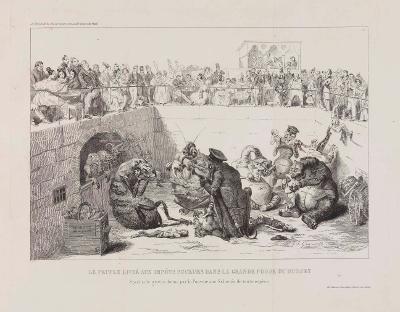 J. J. Grandville - Le peuple livré aux impots suceurs dans la grande fosse du budget