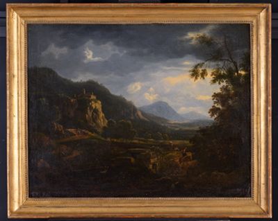 Ludwig Hess (1760) - Schweizer Gebirgslandschaft mit Furt